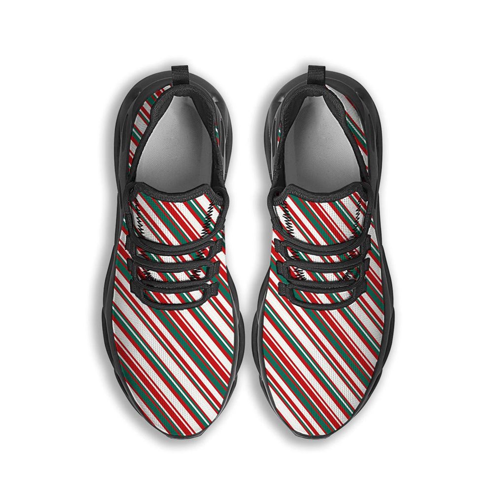 Candy Cane Stripe Christmas Print Black Max Soul Shoes For Men Women, Best Running Sneaker, Christmas Shoes, Winter Fashion Shoes