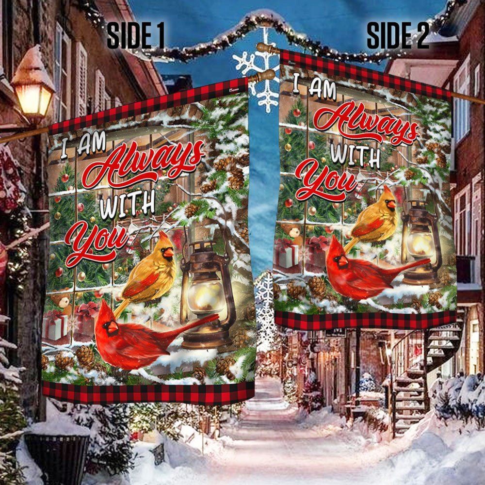 Cardinal Christmas I Am Always With You Flag, Christmas Notre Dame House Flag, Christmas Outdoor Decor Ideas