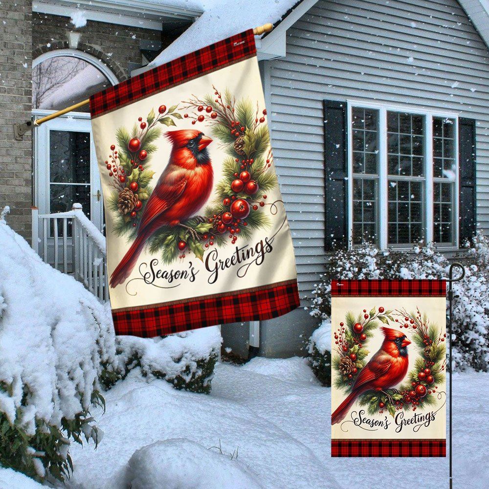 Cardinal Christmas Wreath Flag, Christmas Notre Dame House Flag, Christmas Outdoor Decor Ideas