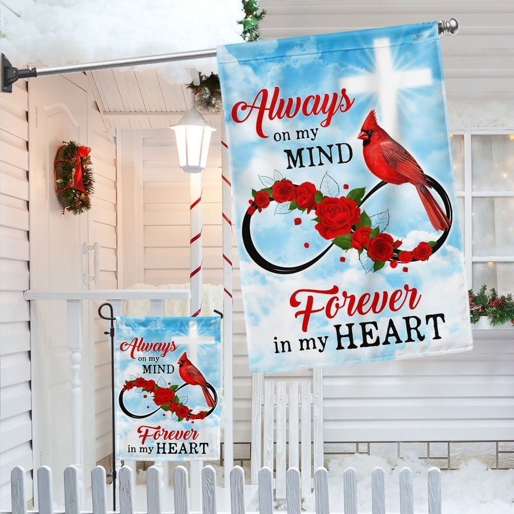 Cardinal Memorial Flag Always On My Mind Forever In My Heart, Christmas Notre Dame House Flag, Christmas Outdoor Decor Ideas