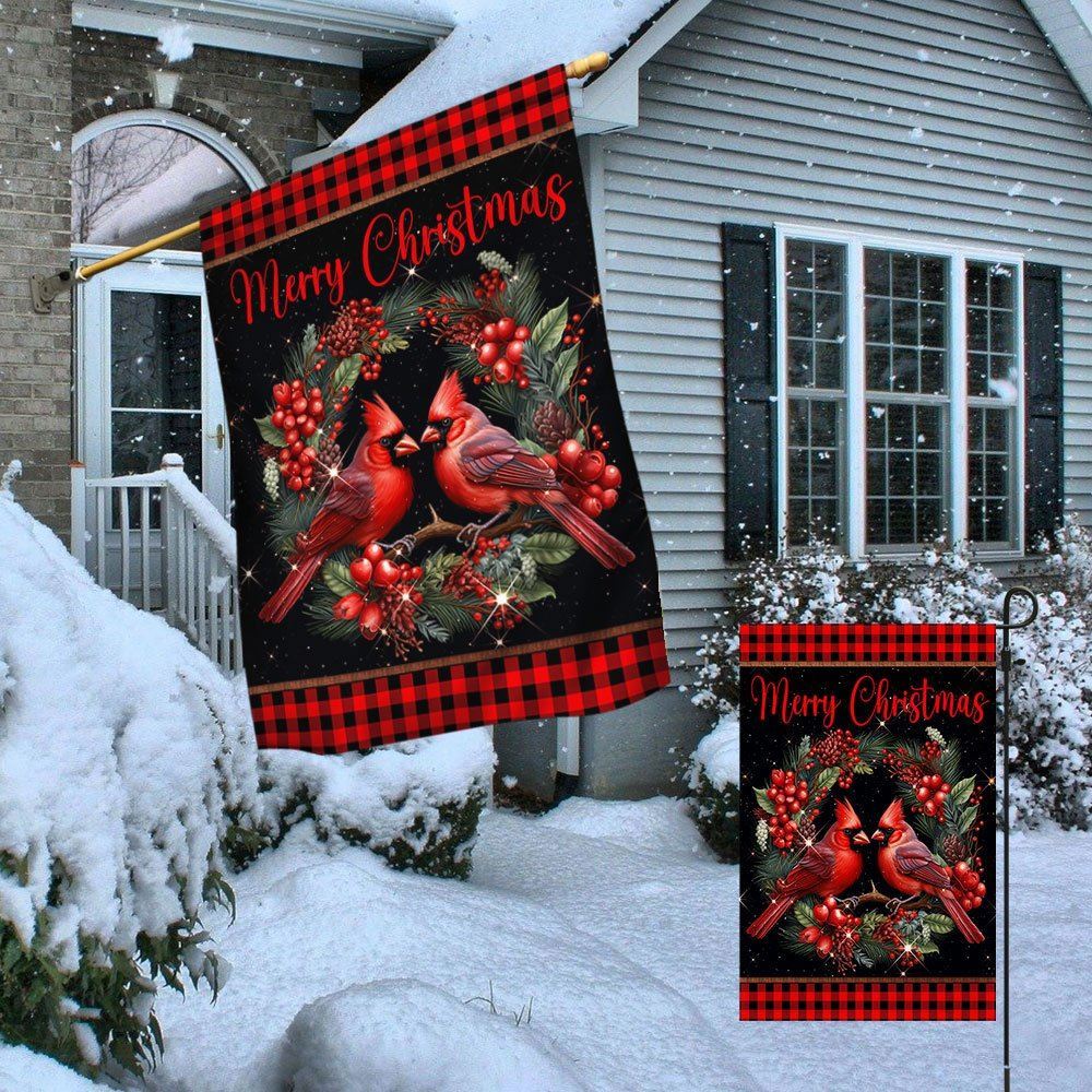 Cardinal Merry Christmas 2 Flag, Christmas Notre Dame House Flag, Christmas Outdoor Decor Ideas