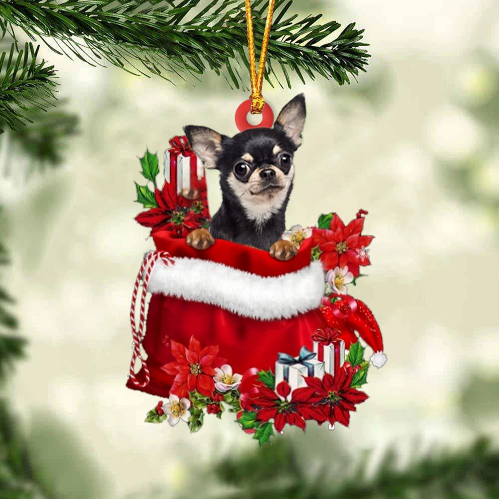 Chihuahua In Gift Bag Christmas Ornaments, Christmas Gift, Christmas Tree Decorations, Christmas Ornament 2023