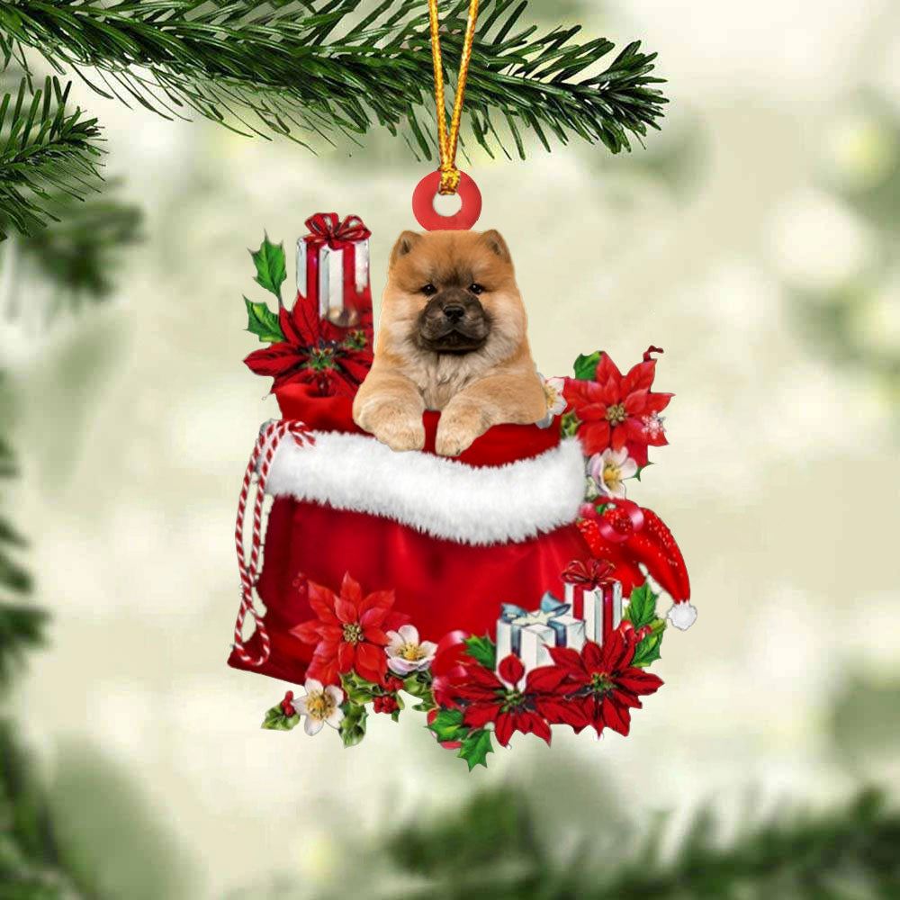 Chow Chow In Gift Bag Christmas Ornament, Christmas Gift, Christmas Tree Decorations, Christmas Ornament 2023