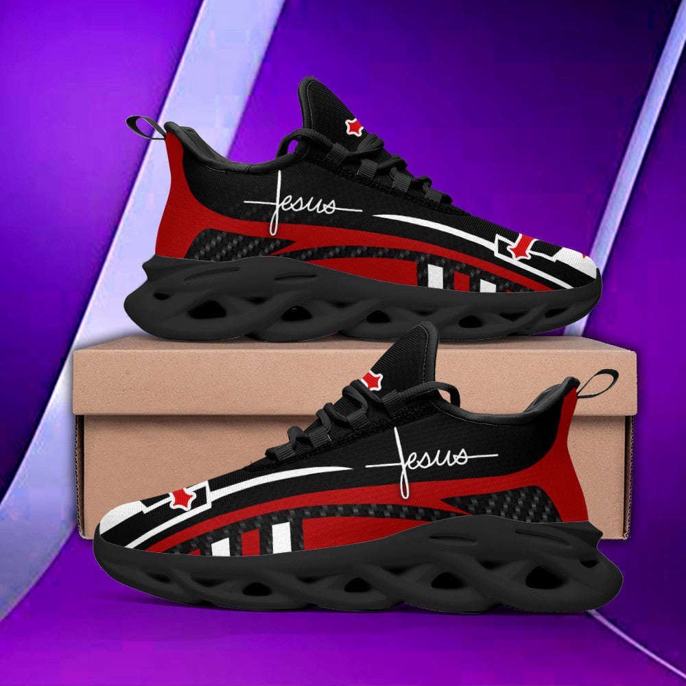 Christian Best Running Shoes, Jesus Red Running Sneakers Max Soul Shoes For Men And Women, Jesus Fashion Shoes