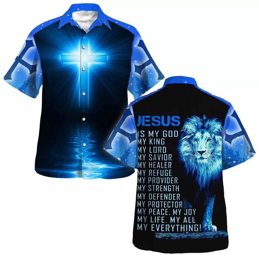 Christian Cross Blue Galaxy Christian Faith Religious Hawaiian Shirt For Men, Christian Hawaiian Shirt, Gift For Christian