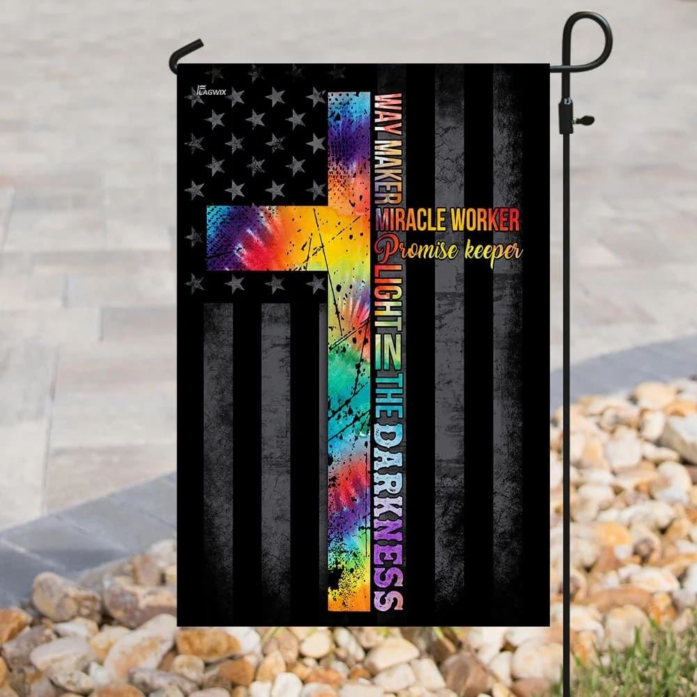 Christian Cross Way Maker Miracle Worker House Flags, Christian Flag, Scripture Flag, Garden Banner