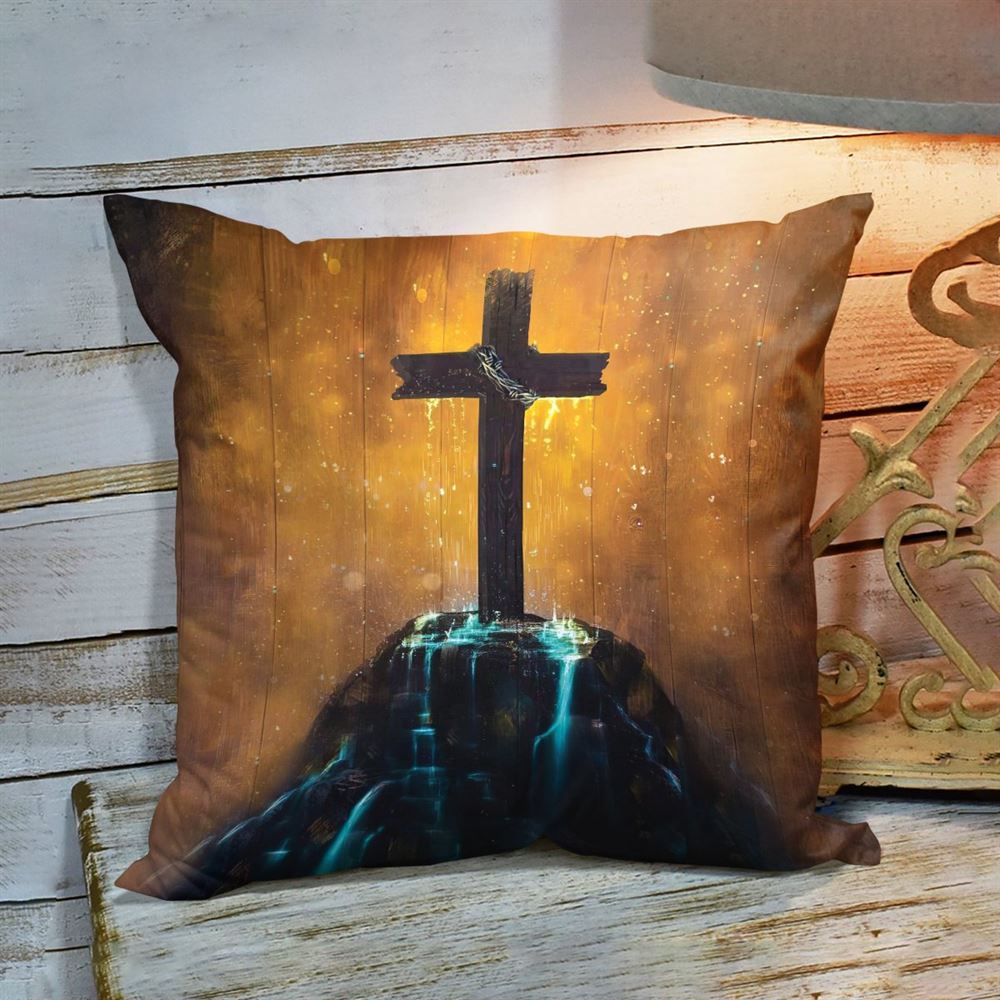Christian Pillow, Jesus Pillow, Cross On Rock, Christian Pillow, Christian Throw Pillow, Inspirational Gifts, Best Pillow