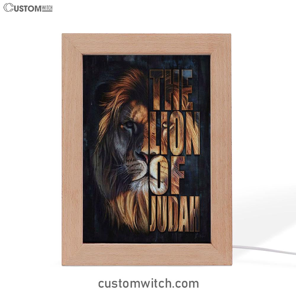 Christian The Lion Of Judah Picture Frame Lamp Prints - Bible Verse Decor - Scripture Art