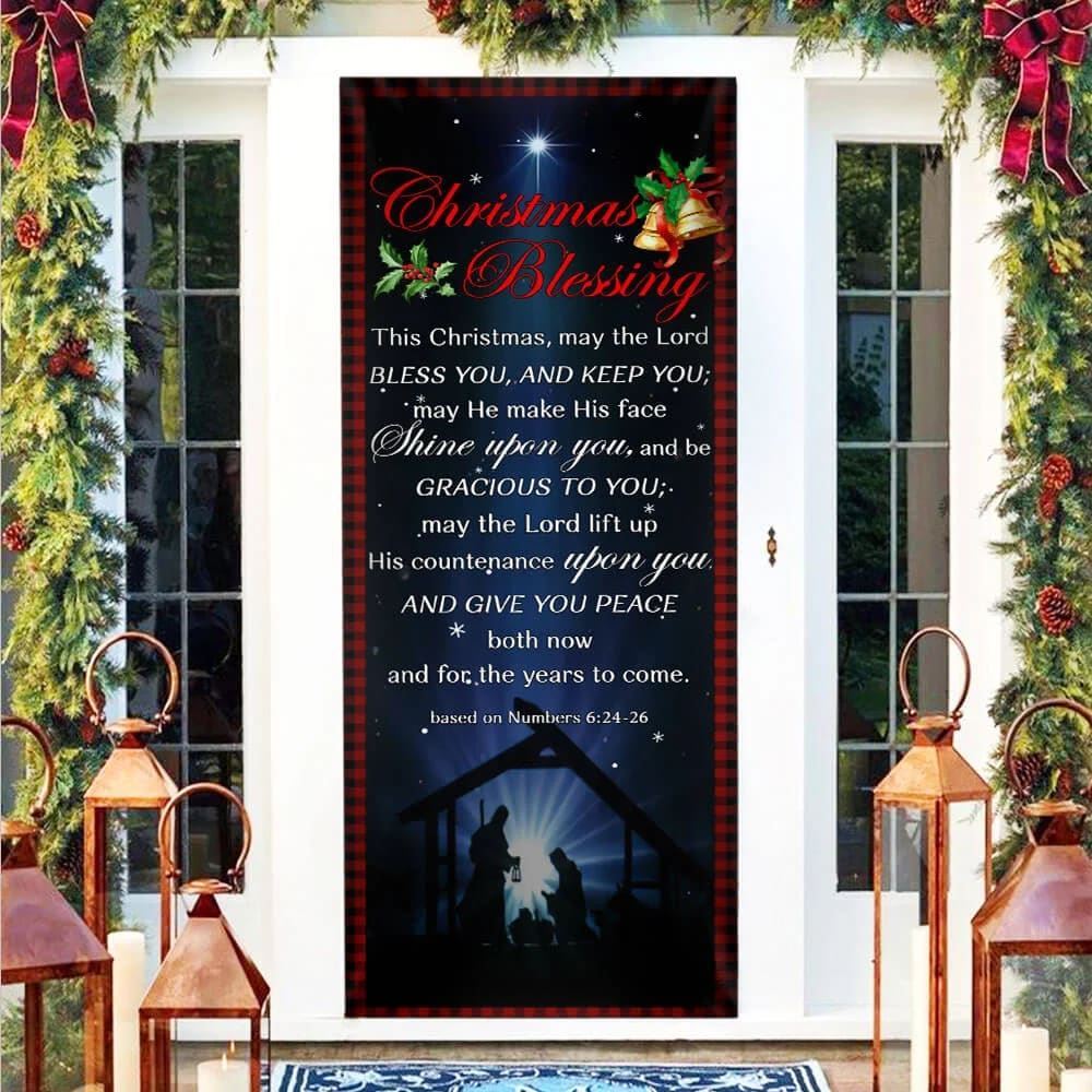Christmas Blessing Door Cover, Front Door Christmas Cover, Christian Door Decor, Door Christian Church, Christian Door Plaques