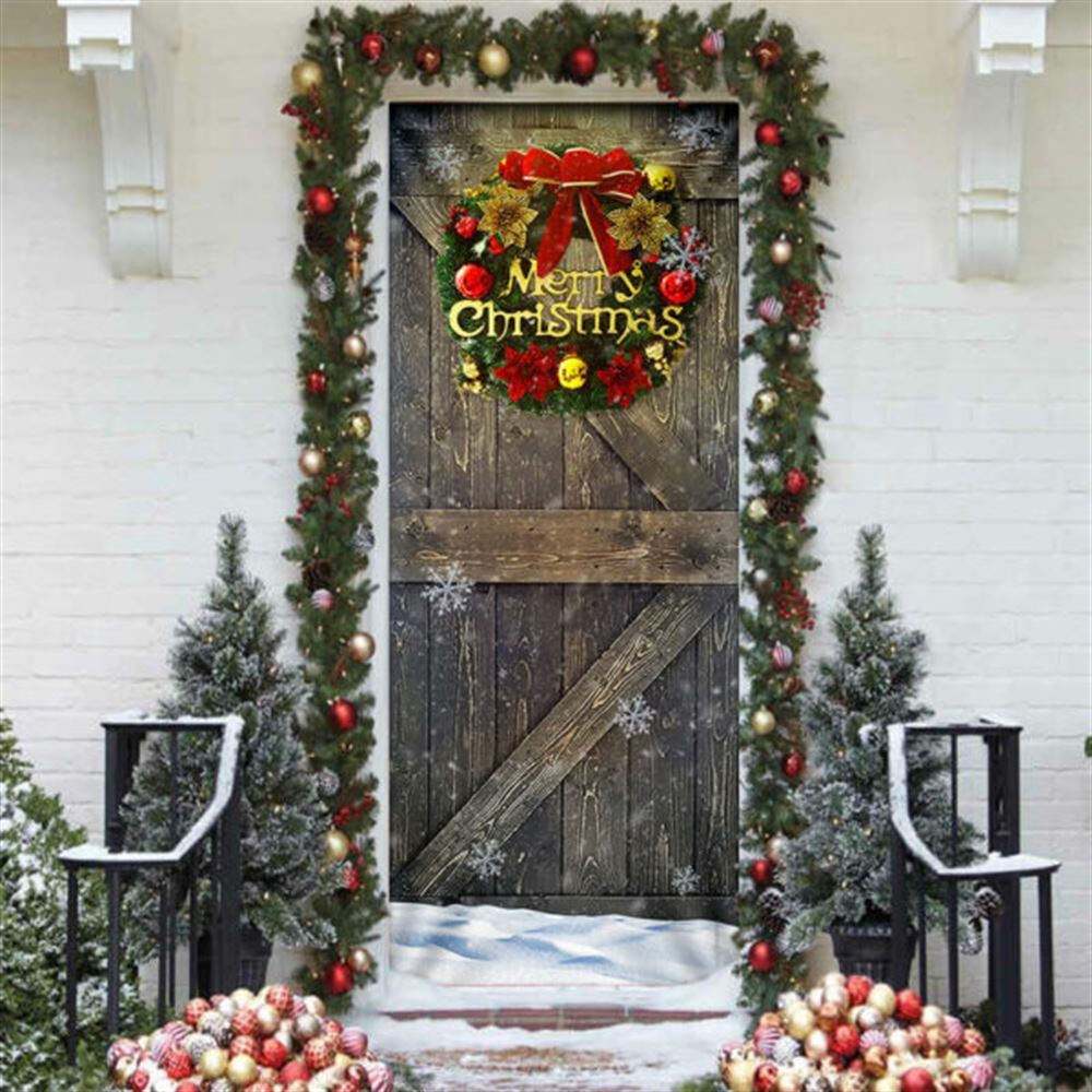 Christmas Door Cover Happy Decor, Christmas Door Knob Covers, Christmas Outdoor Decoration