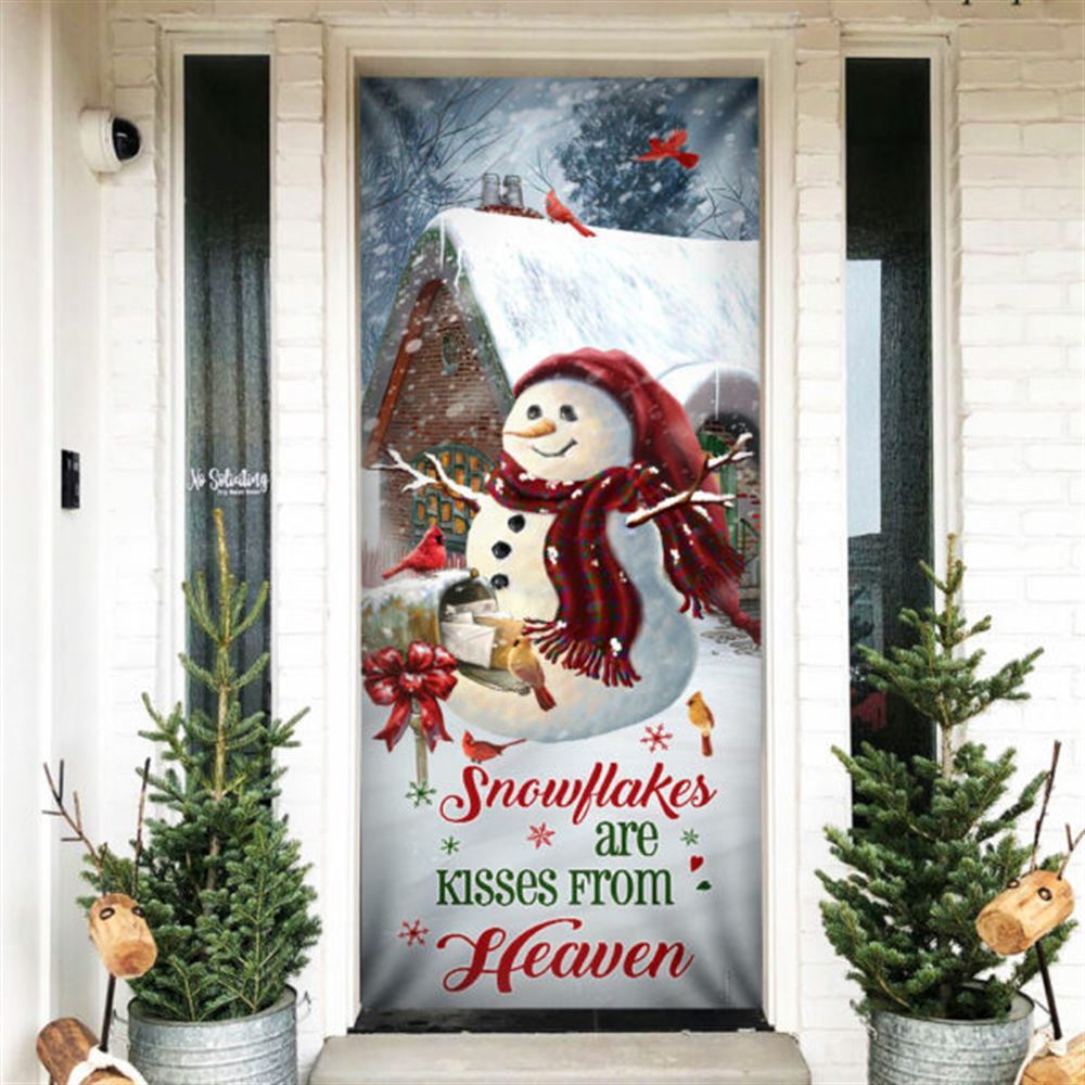 Christmas Door Cover Snowflakes Are Kisses From Heaven, Christmas Door Knob Covers, Christmas Outdoor Decoration