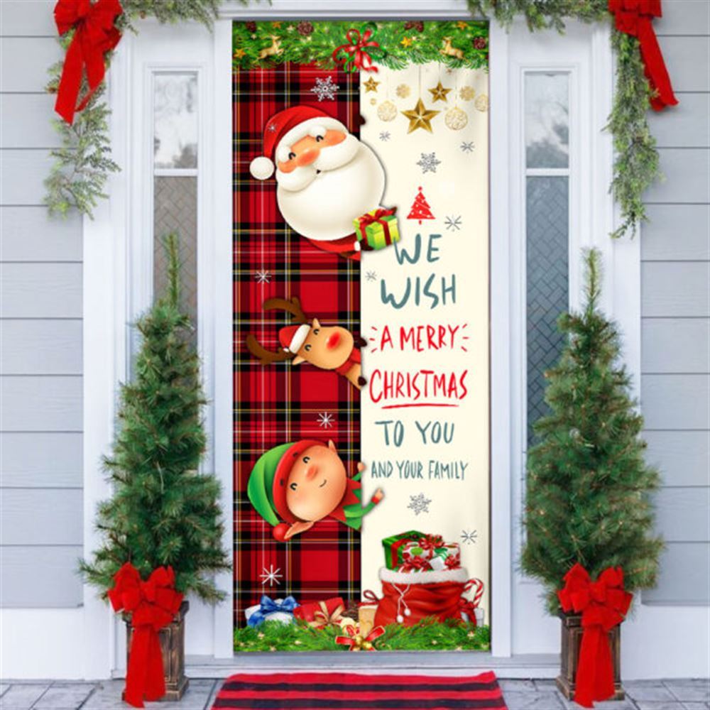Christmas Door Cover We Wish You A Merry Christmas To You And Your Family, Christmas Door Knob Covers, Christmas Outdoor Decoration