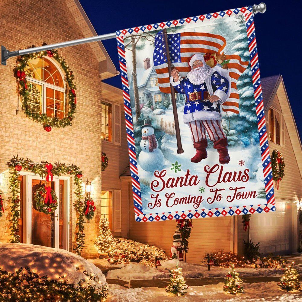 Christmas Flag Santa Claus Is Coming To Town Flag, Christmas Garden Flag, Home Decor Accessories, Christmas Outdoor Decor Ideas