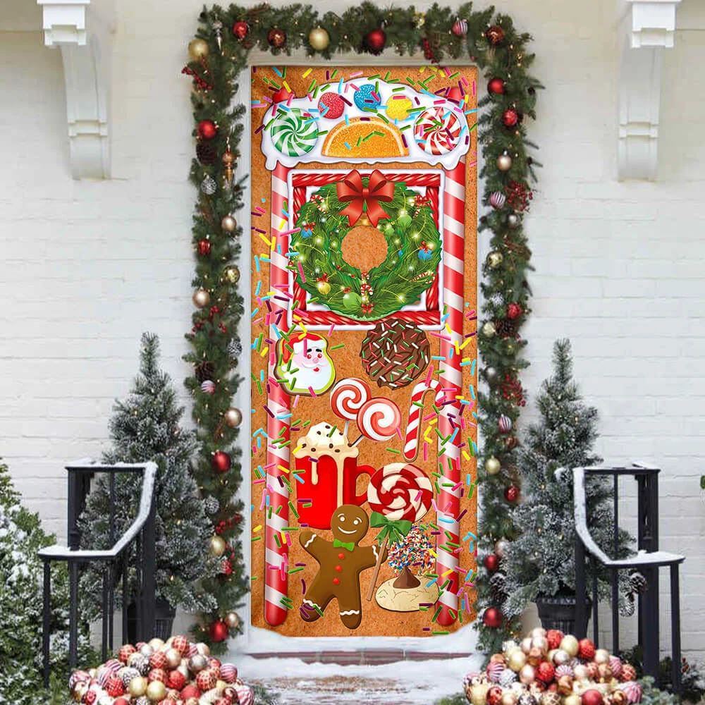 Christmas Ginger Bread Door Cover, Door Christmas Cover, Christmas Door Knob Covers, Christmas Outdoor Decoration