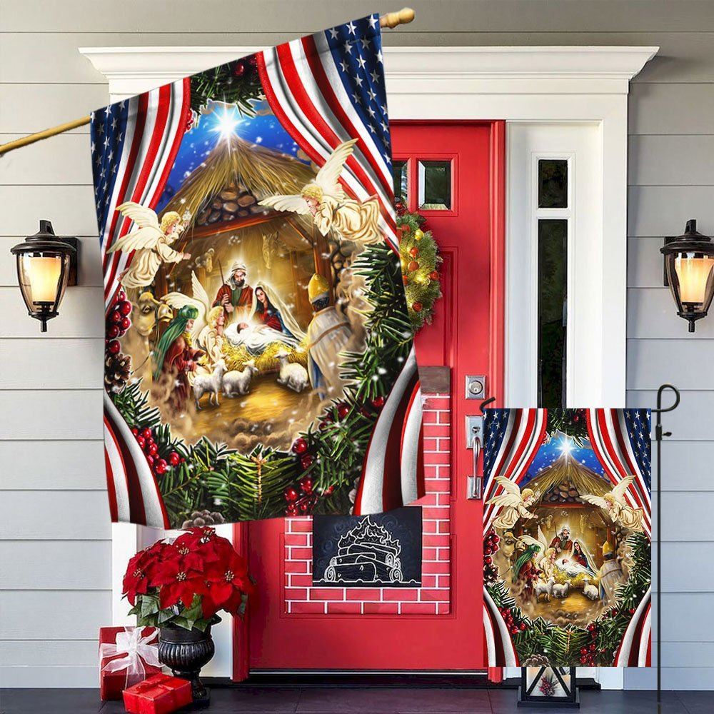 Christmas Is All About Jesus Flag, Nativity Of Jesus Christmas American Flag, Christian Christmas House Flag, Christmas Outdoor Decor Ideas
