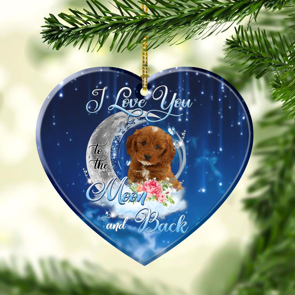 Cockapoo I Love You To The Moon And Back Heart Shape Ornament, Christmas Gift, Christmas Tree Decorations, Christmas Ornament 2023