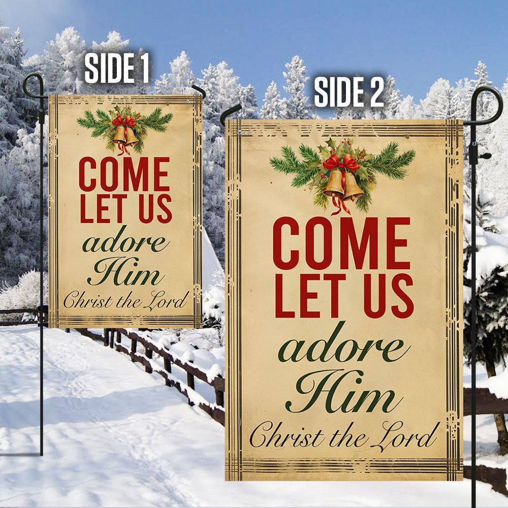Come Let Us Adore Him Christmas Flag, Christian Christmas House Flag, Christmas Outdoor Decor Ideas