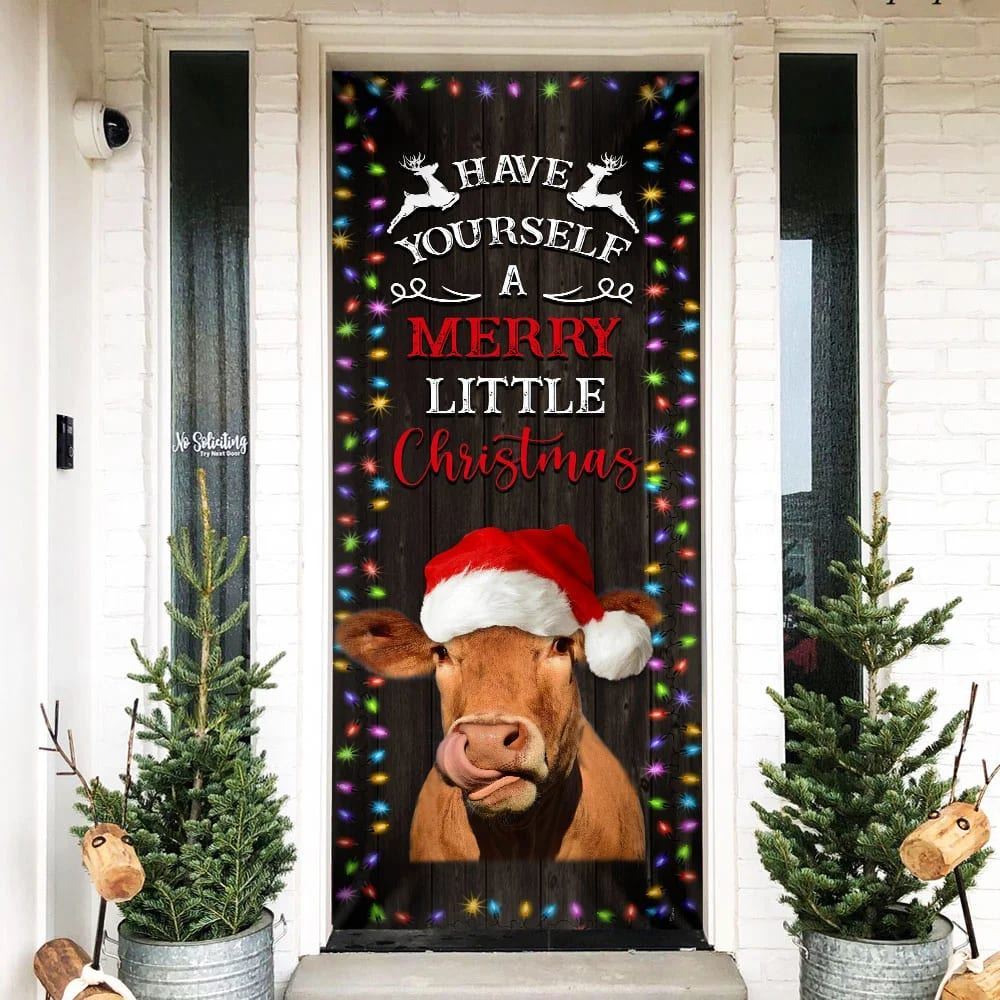 Cow Cattle Door Cover Have Yourself A Merry Little Christmas, Cow Lover Gifts, Christmas Door Knob Covers, Christmas Outdoor Decoration