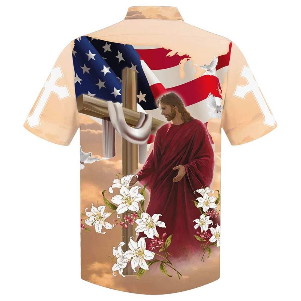 Cross With Lilies Jesus Is My Savior Best Christian Hawaiian Shirt For Men, Christian Hawaiian Shirt, Gift For Christian