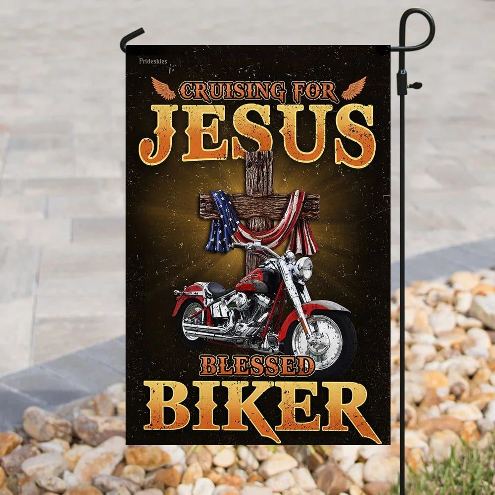 Cruising For Jesus Blessed Biker Flag, Outdoor Christian House Flag, Christian Flag, Scripture Flag, Garden Banner