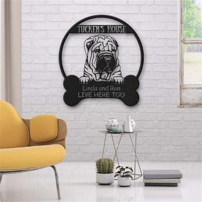 Custom Metal Sign, Chinese Shar Pei Dog Lovers Funny Metal Sign, Anniversary Gift, Dog House Sign, Outdoor Sign, Home Decor Sign