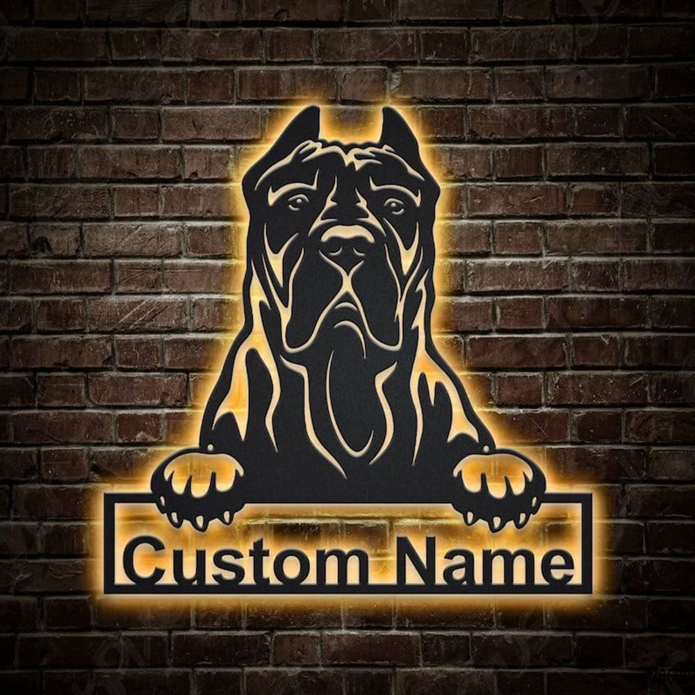 Custom Presa Canario Dog Metal Sign, Led Lights Presa Canario Metal Sign, Dog Lover Gift, Dog Wall Sign, Home Decor Sign