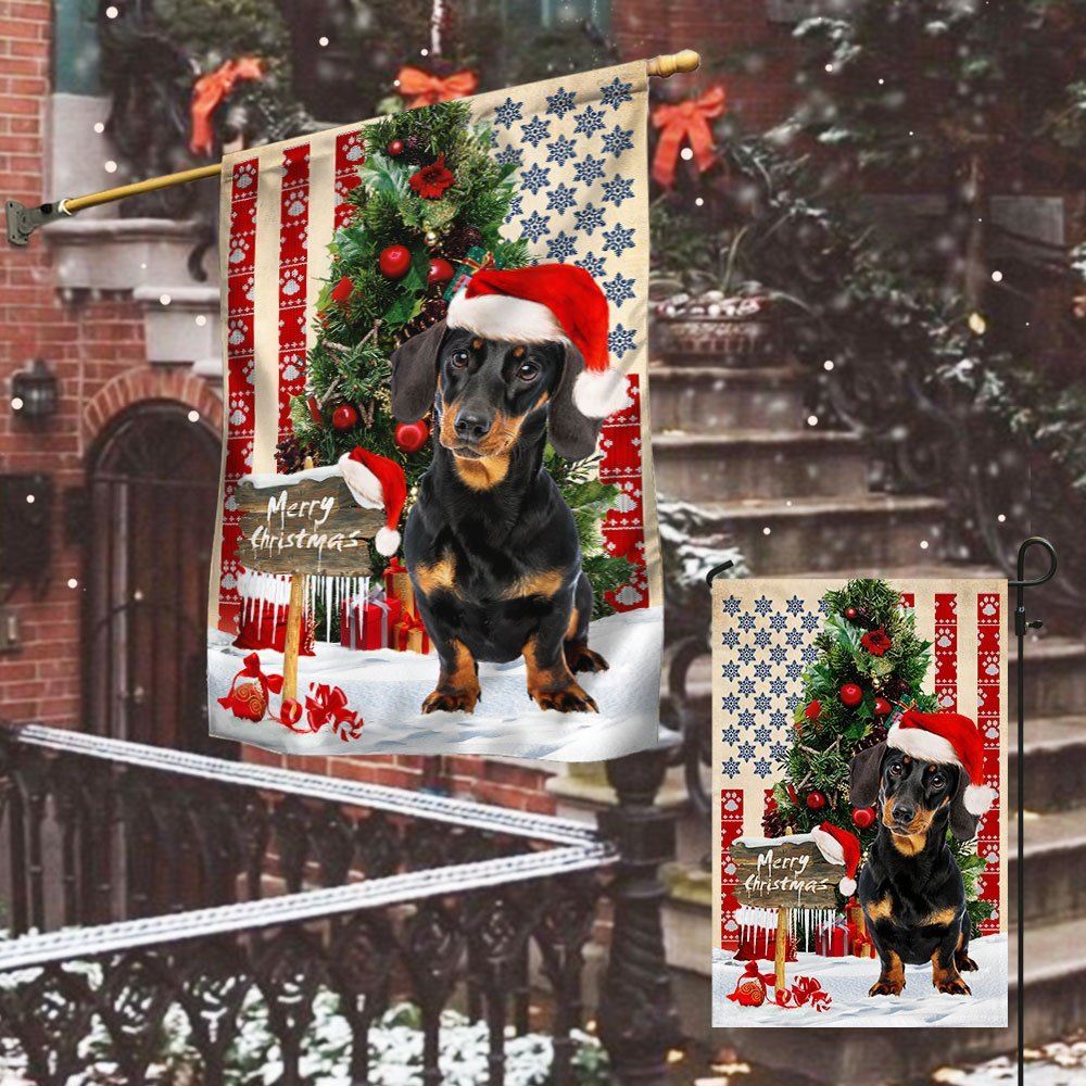 Dachshund Dog Christmas American Flag, Christmas Dog Garden Flag, Christmas Gifts For Pet, Christmas Outdoor Decor Ideas