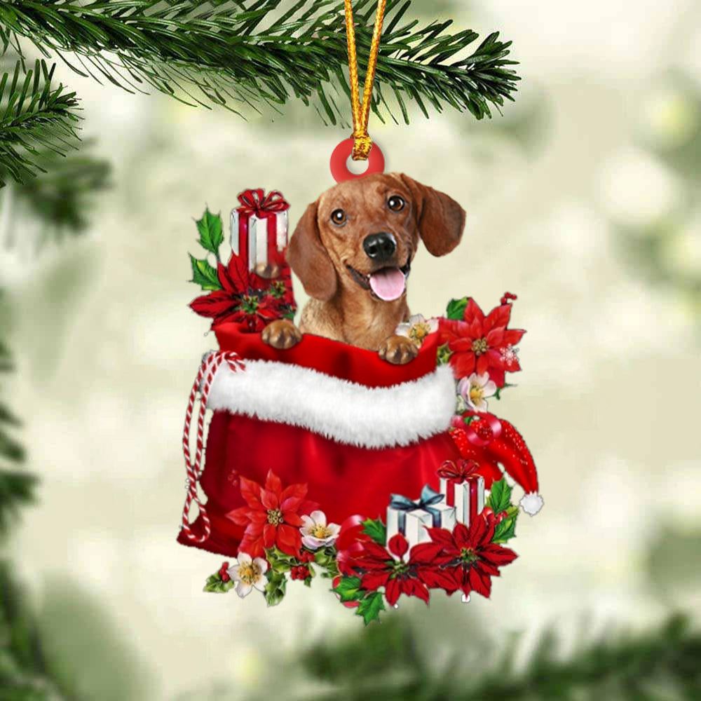 Dachshund In Gift Bag Christmas Ornament, Christmas Gift, Christmas Tree Decorations, Christmas Ornament 2023