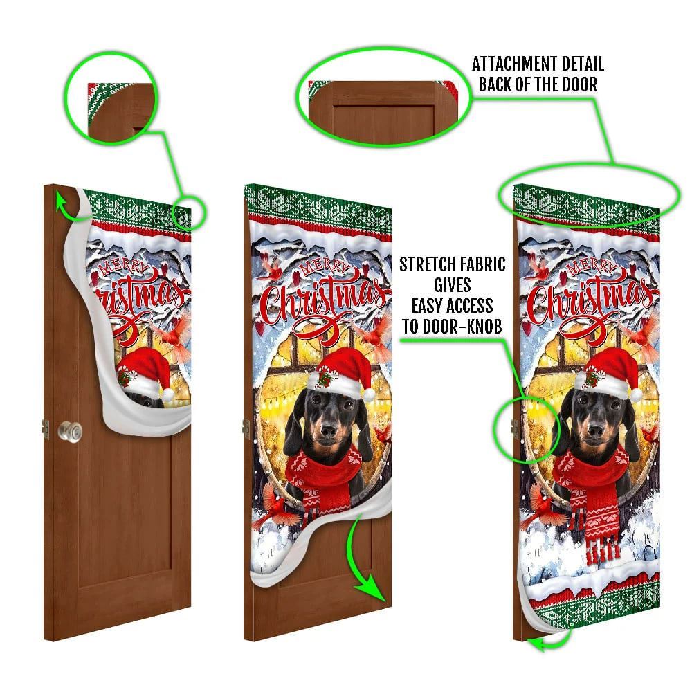 Dachshund Merry Christmas Door Cover, Dachshund Lover Gifts, Christmas Garage Door Covers, Christmas Outdoor Decoration
