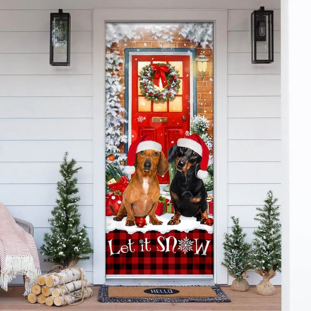 Dachshunds Christmas Door Cover, Dachshund Lover Gifts, Door Christmas Cover, Christmas Garage Door Covers, Christmas Outdoor Decoration