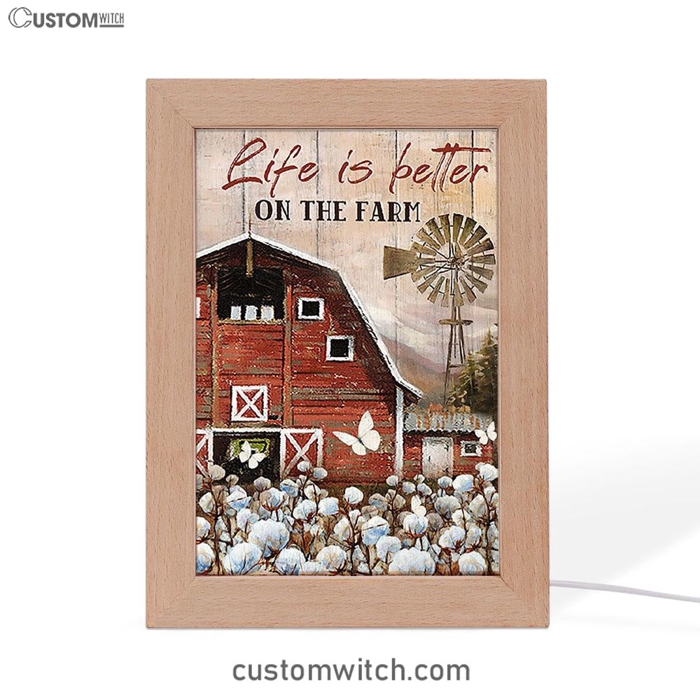 Dandelion Field Life Is Better On The Farm Frame Lamp - Christian Art - Religious Home Decor