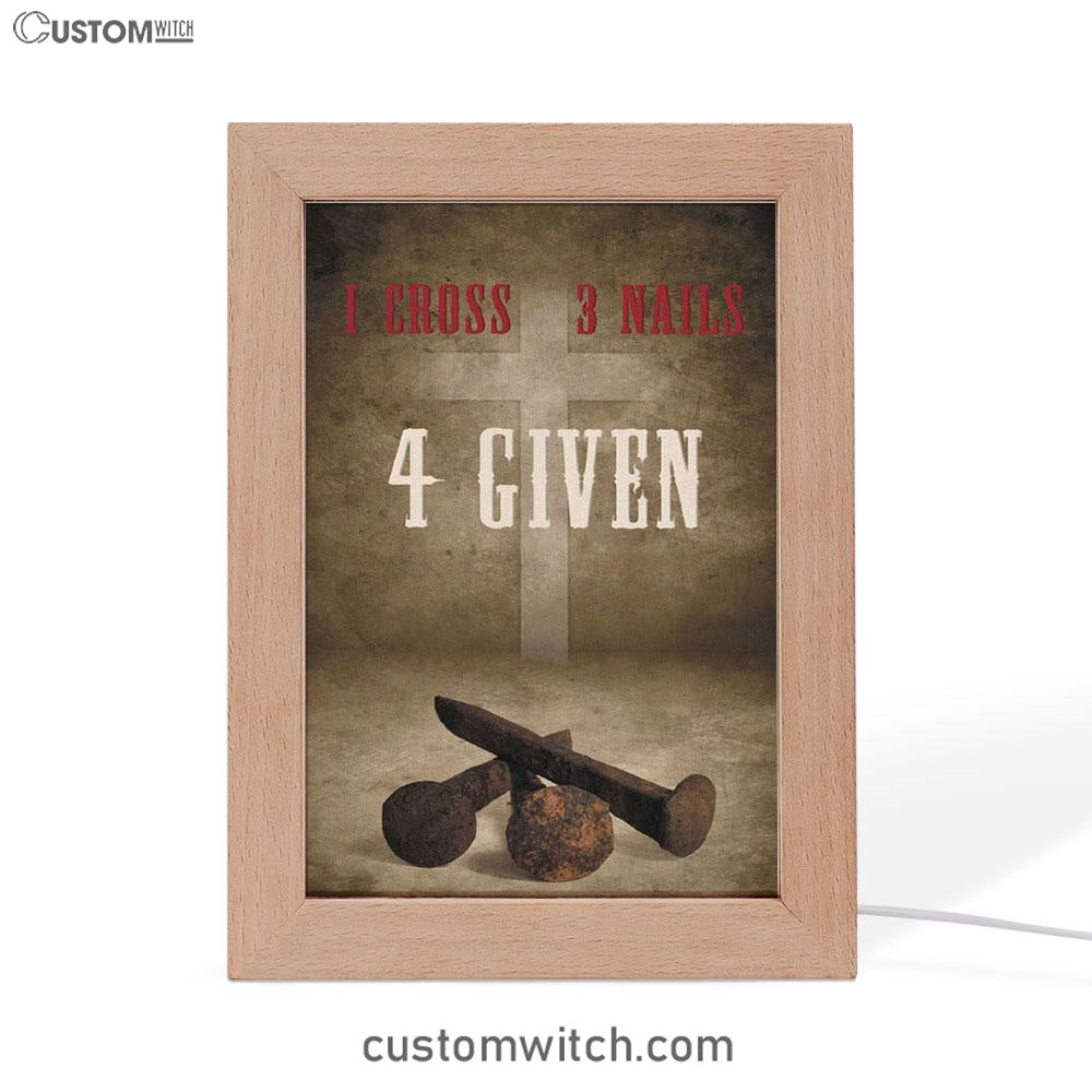 Easter Christian Gifts 1 Cross 3 Nails 4 Given Frame Lamp Prints - Bible Verse Decor - Scripture Art