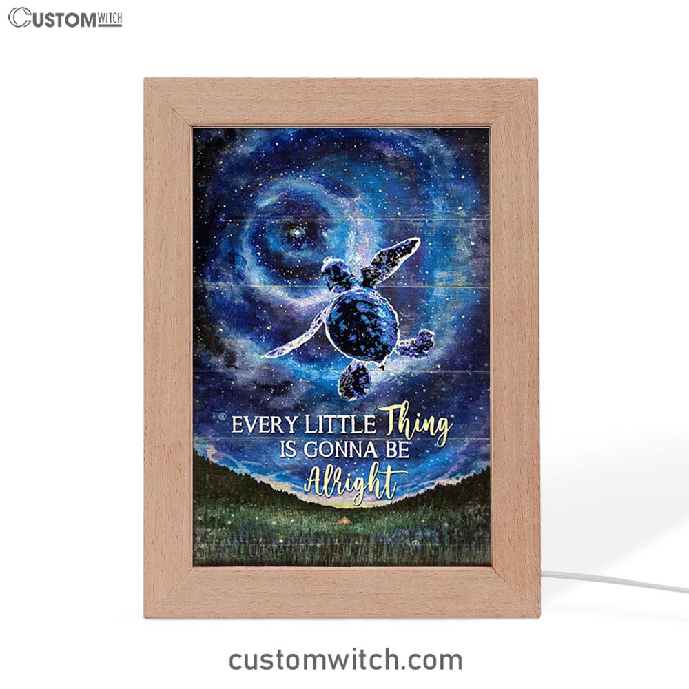 Every Little Thing Is Gonna Be Alright Baby Sea Turtle Frame Lamp Art - Christian Night Light - Bible Verse Wooden Lamp
