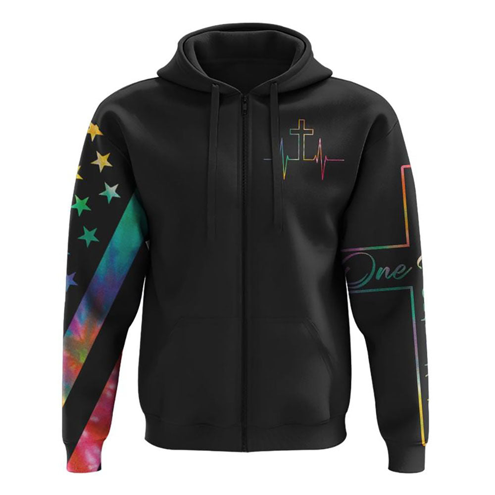 Faith One Nation Under God Tie Dye Flag All Over Print 3D Hoodie, Christian Hoodie, Christian Sweatshirt, Bible Verse Shirt