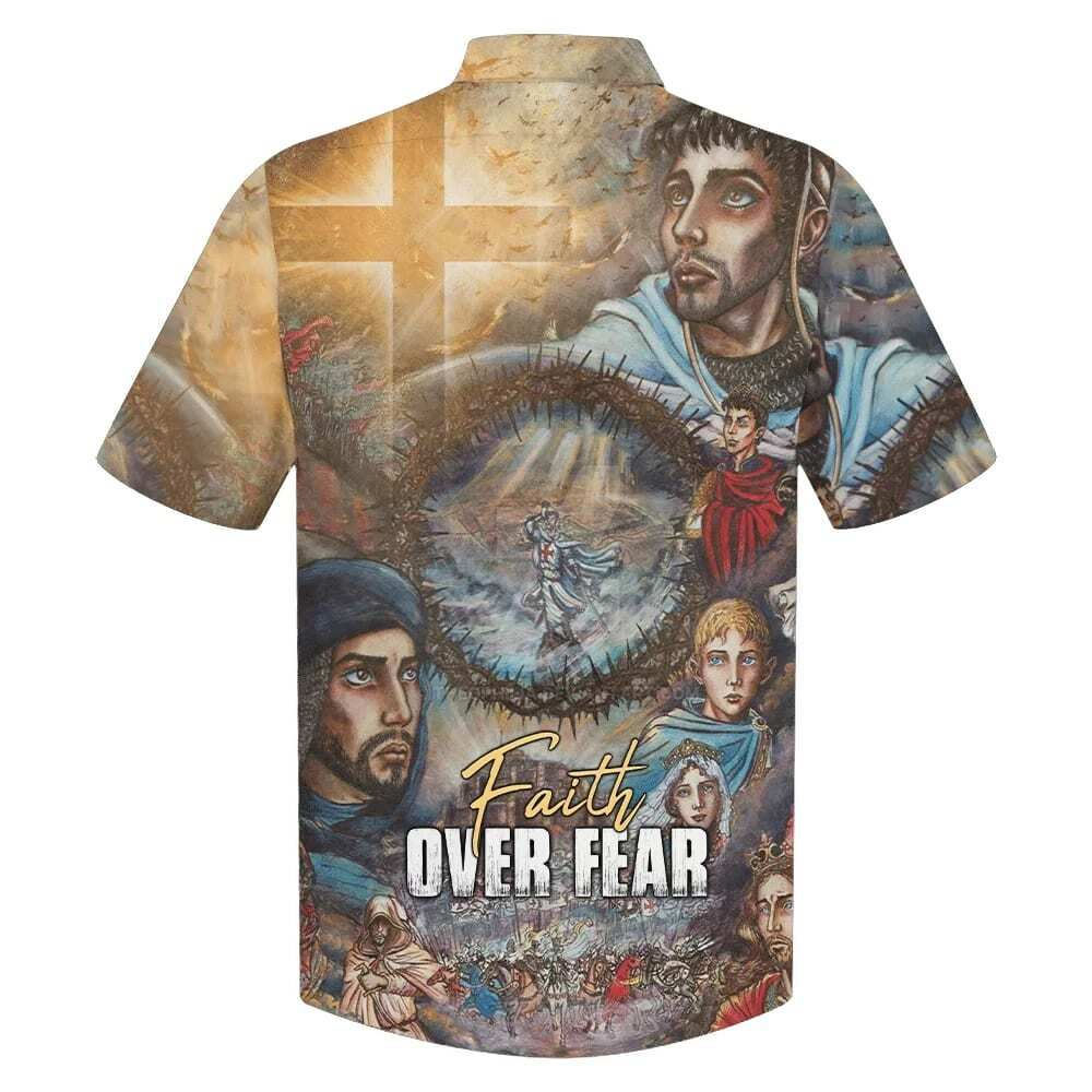 Faith Over Fear Christian Faith Knight Template Hawaiian Shirt For Men, Christian Hawaiian Shirt, Gift For Christian