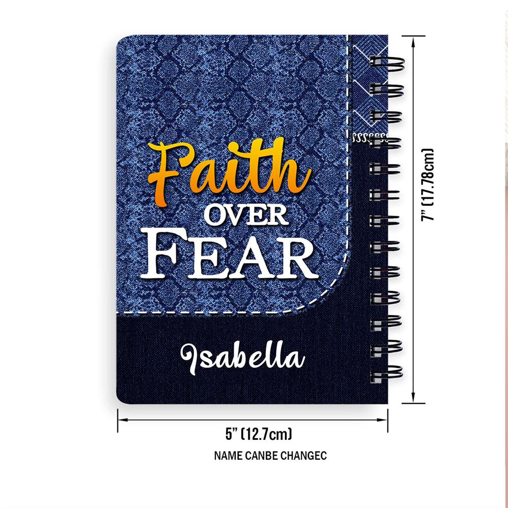 Faith Over Fear Sunflower Personalized Spiral Notebook, Christian Spiritual Gifts For Friends