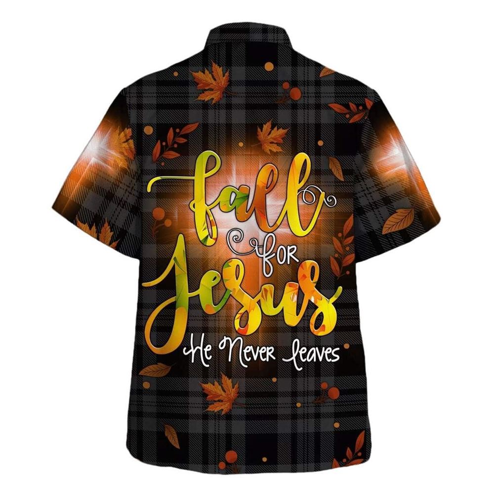 Fall For Jesus He Never Leaves Thanksgiving Halloween Hawaiian Shirt For Men, Christian Hawaiian Shirt, Gift For Christian