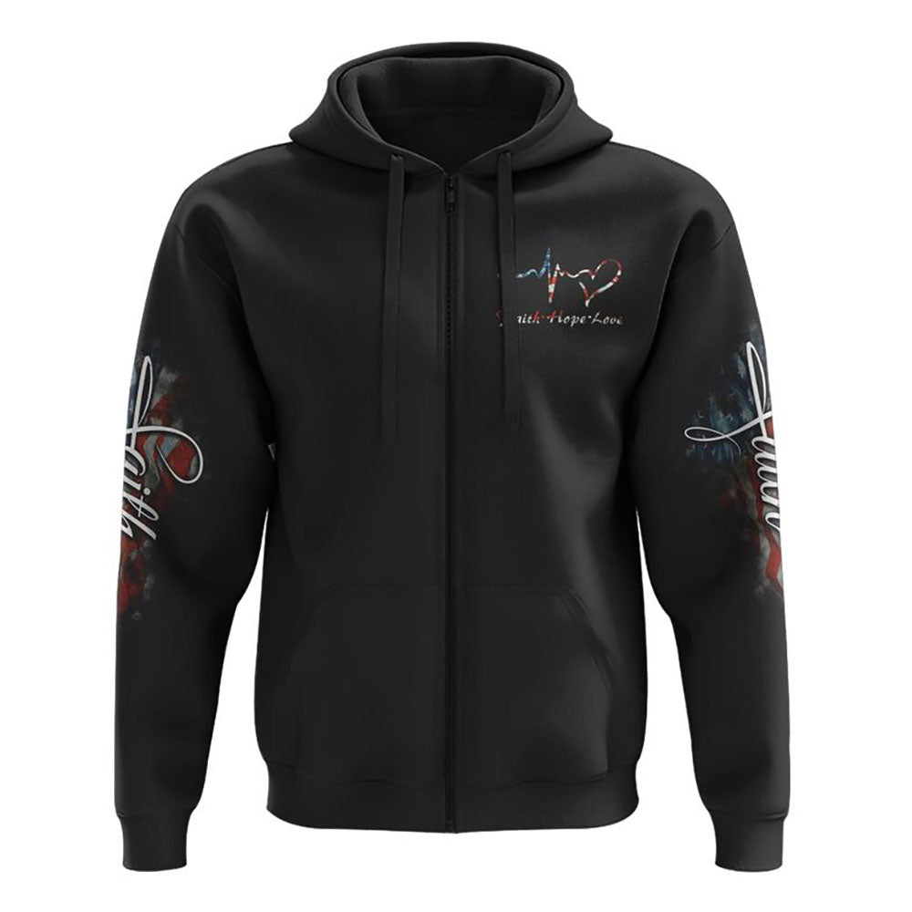 Flag Faith Wings Cross All Over Print 3D Hoodie, Christian Hoodie, Christian Sweatshirt, Bible Verse Shirt