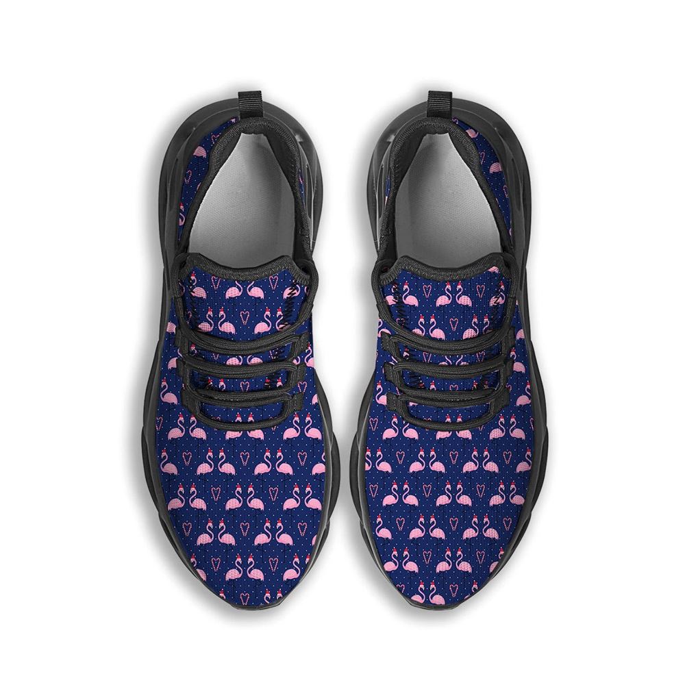 Flamingo Christmas Snowy Print Pattern Black Max Soul Shoes For Men Women, Best Running Sneaker, Christmas Shoes, Winter Fashion Shoes