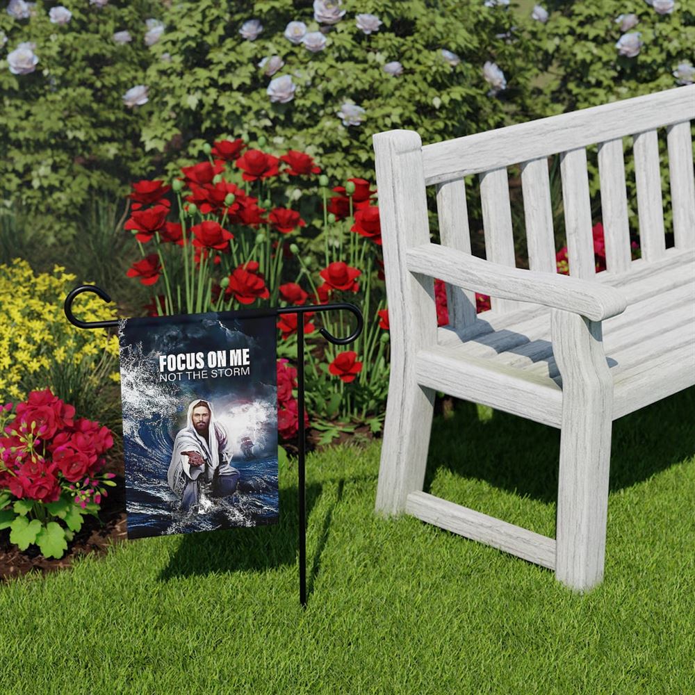 Focus On Me Not The Storm, Christian's Flag, Garden Decor, Garden Flag Stand, Christian Flag, Scripture Flag, Garden Banner