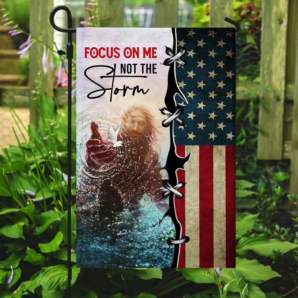 Focus On Me Not The Storm Jesus Hand Flag, Outdoor Christian House Flag, Christian Flag, Scripture Flag, Garden Banner