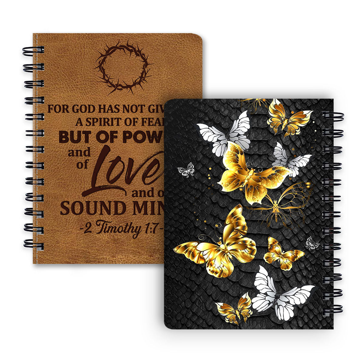 For God Has Given Us A Spirit Of Power And Of Love Butterfly Spiral Notebook, Christian Spiritual Gifts For Friends