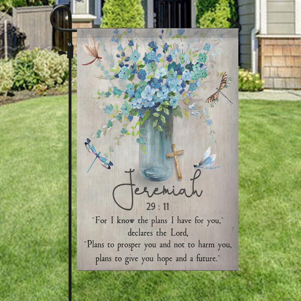 For I Know The Plans, Jeremiah 2911, Christian's Flag, Bible Verses Flag, Garden Flag, Christian Flag, Scripture Flag, Garden Banner