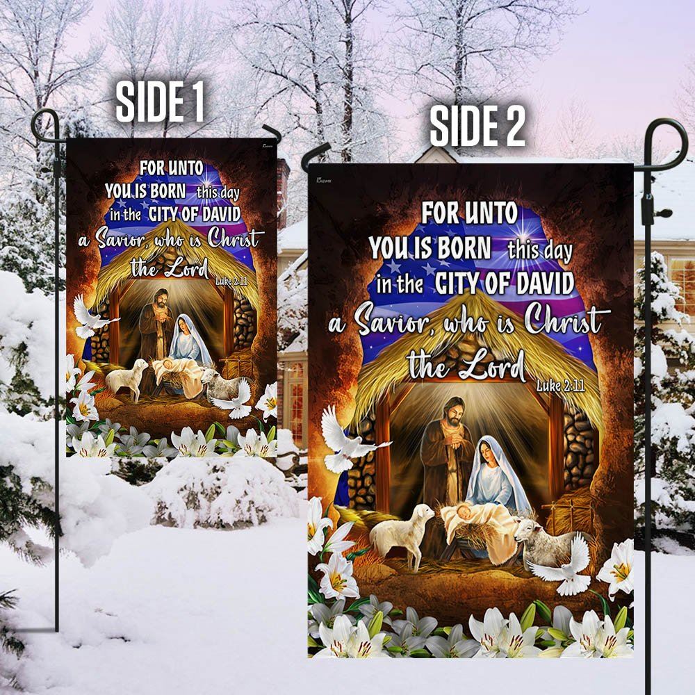 For Unto You Is Born This Day A Savior Who Is Christ The Lord Flag, Christian Christmas House Flag, Christmas Outdoor Decor Ideas
