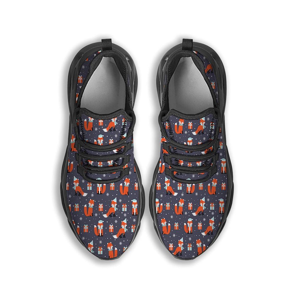 Fox Christmas Print Pattern Black Max Soul Shoes For Men Women, Best Running Sneaker, Christmas Shoes, Winter Fashion Shoes