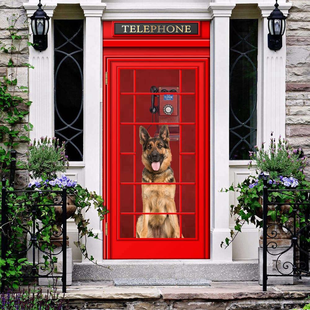 German Shepherd Door Cover, Christmas Gift For Dog Lover, Christmas Garage Door Covers, Christmas Outdoor Decoration
