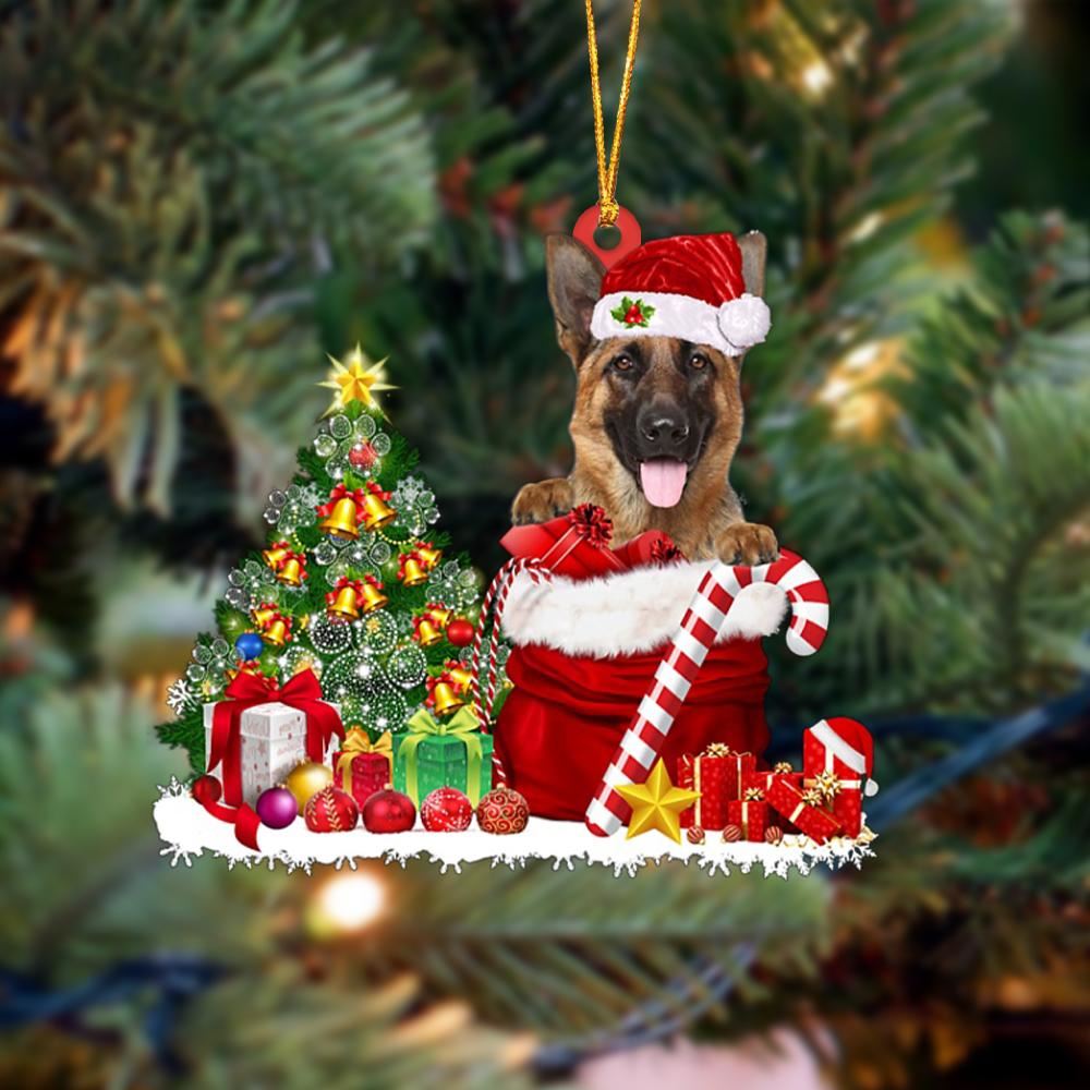 German Shepherd Gift Bag Merry Christmas Ornament, Christmas Gift, Christmas Tree Decorations, Christmas Ornament 2023