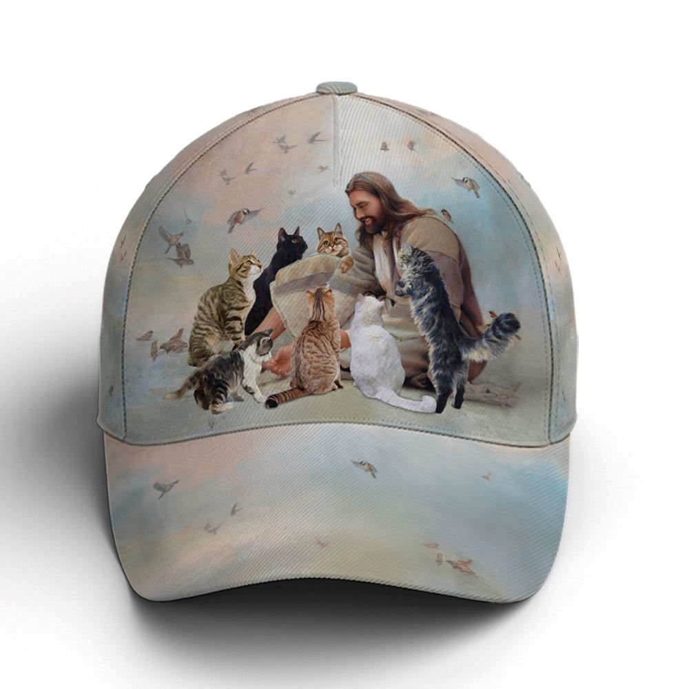 God And Cats Angels All Over Print Baseball Cap, God Cap, Gift Ideas For Male
