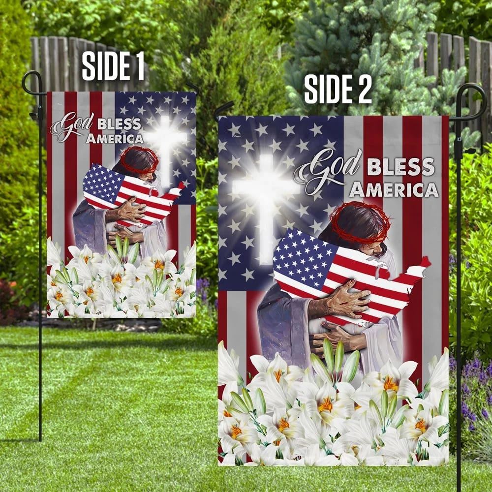 God Bless America Jesus And The Lilies Flag, Outdoor Christian House Flag, Christian Flag, Scripture Flag, Garden Banner