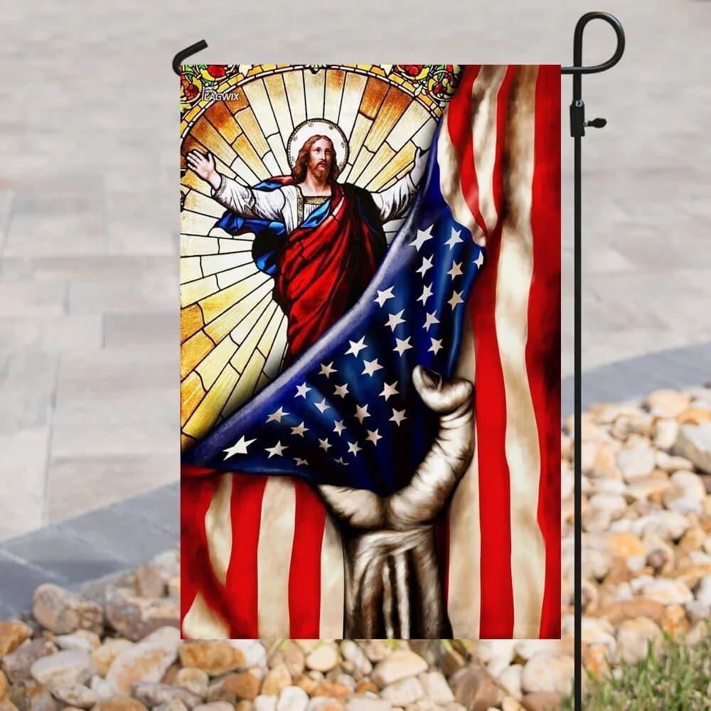God Jesus Christian American Flag, Outdoor Christian House Flag, Christian Flag, Scripture Flag, Garden Banner